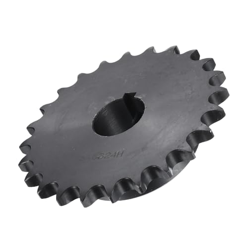 Image of uxcell #40 Chain Roller Sprocket B Type, 1 inch Bore 24 Tooth Single Strand Chain Sprocket, Carbon Steel, Keyway with Set Screws