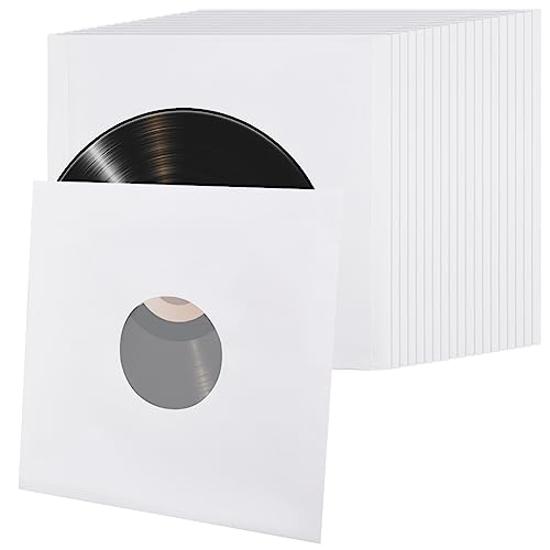 BENECREAT 20 unidades de 30 cm fundas antiestáticas para discos de vinilo, fundas interiores de papel con forro de poli para proteger los discos de vinilo, blanco