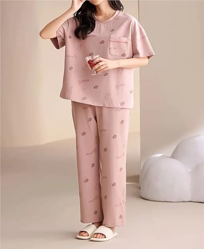 Image of Louis Luxe Womens Korean Night Dress || Full Pyjama Set || Korean Nightsuit || Women Nightwear ||Round Neck Full Sleeve Nightsuit || Loungewear || Everyday Nightdress (ND-09)