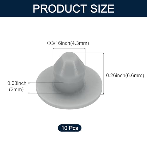 Image of uxcell 10pcs Hole Plug 3 /16 Inch (4.3mm) Button Plugs Fit for 3.8-4.2mm Hole, Snap in Locking Hole Tube Plug Gel Tube Waterproof Plug Tube Plug, Grey
