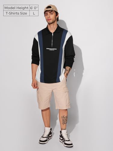 Image of The Souled Store Street Division Men and Boys Long Sleeves Collared Neck Multicolor Color Blocked Cotton Rugby Polos