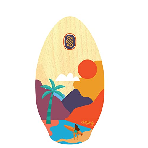 Surfboard Skimboard SkimOne 37 95cm Kee Beach Naranja Amarillo Madera Madera