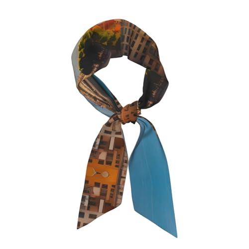 Sunset in Barcelona Prints Women's Fashion Scarf - Head Hair Accessories Versatile Scarf for Women Valentine's Day and Mother's Day, Black, One Size