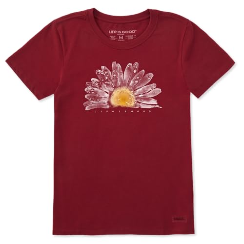 Life is Good Women's Crusher Tee, Short Sleeve Cotton Graphic T-Shirts, Watercolor Daisy Birds