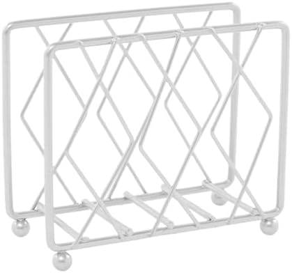 Sliver Diamond Openwork Napkin Holder - 5.12x4.33 Inch Vertical Paper Napkin Organizer for Dining Table, Kitchen & Restaurants, Iron Countertop Napkin Dispenser with Non-Slip Feet (Sliver)