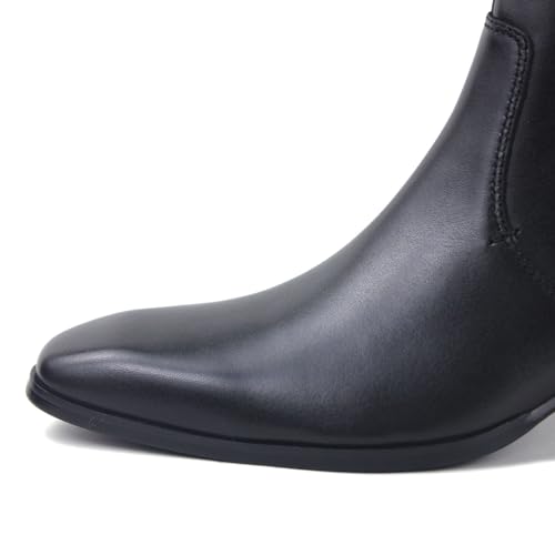 Image of Dress Boot for Men Heels Casual Chelsea Combat Ankle Chukka Boots Zipper Black JY002