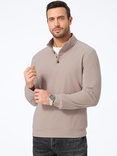 JMIERR Men's Casual Pullover Sweatshirts Long Sleeve Lightweight Knitted Fleece Thermal Mock Neck Sweater4