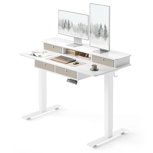 FEZIBO Sturdy Height Adjustable Electric Standing Desk with Drawers, 48
