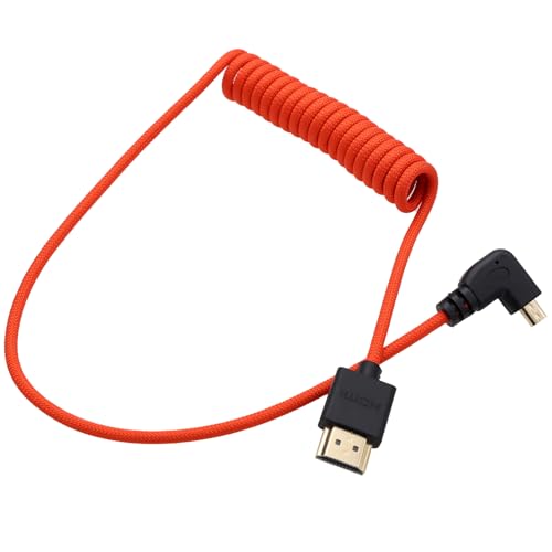Image of HangTon Micro HDMI to HDMI 4K 8K 60p Cable for ATOMOS Ninja V Inferno SmallHD Cine Indie Monitor Canon R6 Mark II R5 C R8 Sony ZVE10 A7C A7R4 A7S2 Panasonic S5 S9 GH4 Camera, Left Angled 50cm