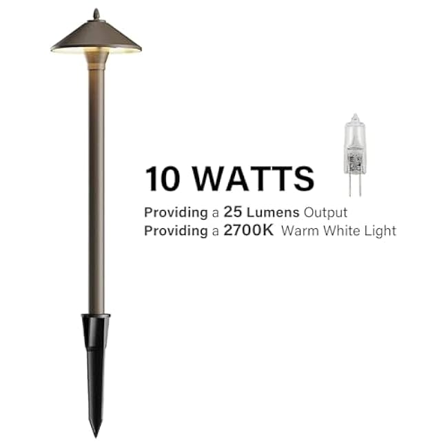 Pro Style Light Decorative Pathway Landscape Lights, 10W Low Voltage Path Yard Light 2700K Warm White, 1PK Aged Brass by Malibu 8308-9103-01