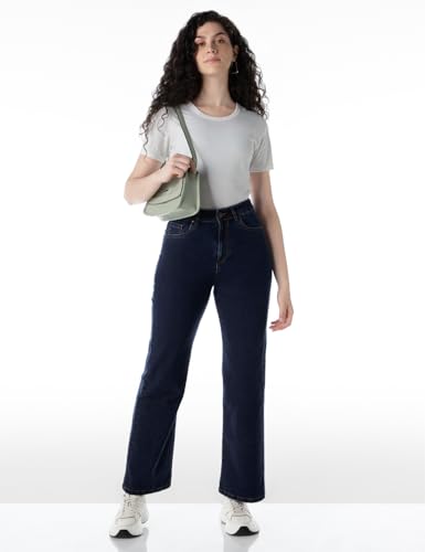 Image of INKD Women's Wide Leg Jeans - High-Rise | Stretchable | Enzyme Wash | Classic 5 Pocket Styling | Jeans for Women (Available in Plus Sizes)
