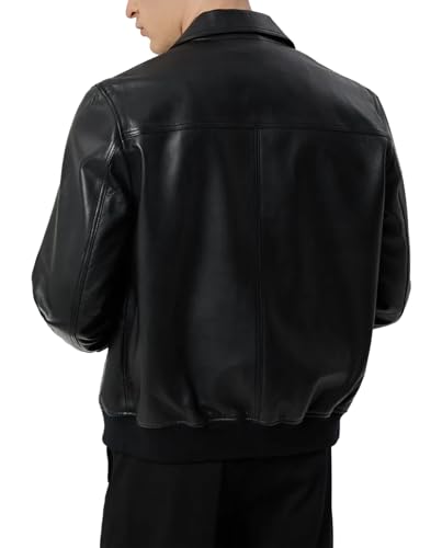 Mens 100% Real Lambskin Leather Bomber Jacket - Premium Shirt Collar Style Bomber Leather Jackets for Men3