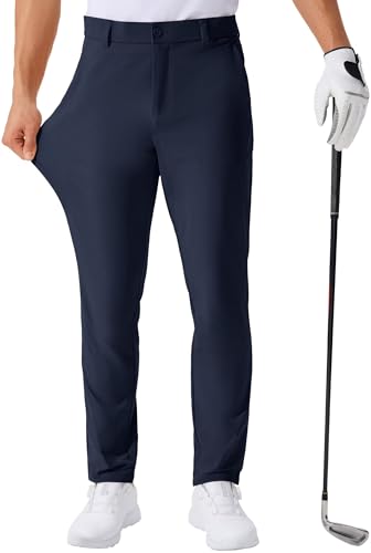 QPNGRP Men's Golf Pants 30"/32"/34" Inseam Lightweight Stretch Work Dress Pants DarkNavy 35Wx32L