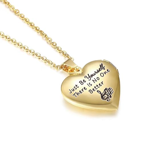 Image of Love Heart Locket Necklace That Holds Pictures Stitch-Shape Necklace Stuff Gifts Ohana Photo Lockets Necklace