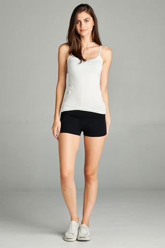 Emmalise Women's Active Yoga Shorts Low Rise Fold Over Workout Dance Pant3