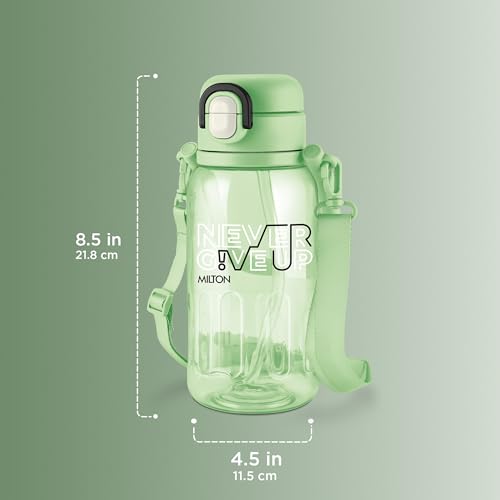 Image of MILTON Regan 850 2-in-1 Lid Sip or Gulp Water Bottle | Sturdy Handle And Strap I BPA Free| Food-Grade | One-Touch Open | Leak-Proof | Ideal for Office, School, College, Gym | 836ml, Green