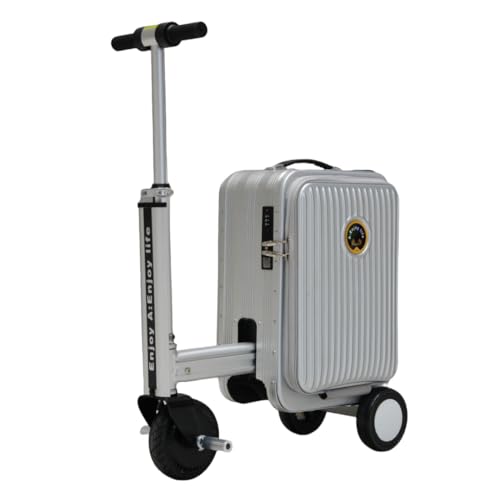20' Electric Rideable Suitcase – Silver Scooter Luggage with 250W Motor & TSA...