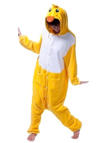 D'BOON Adultos Niños Unisex Yellow Onesie Animal Pijamas Cosplay Ropa de Dormir（para una Altura de 94-104cm）