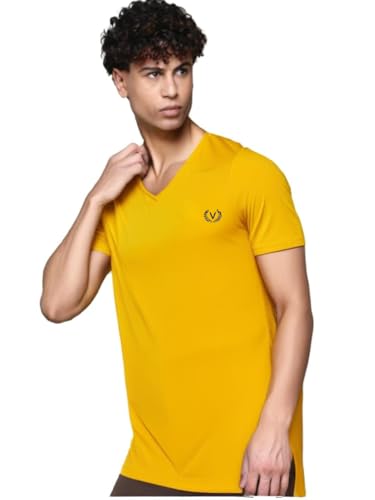 Image of Mack Jonney Regular Solid Cotton Blend V Neck T Shirt for Men