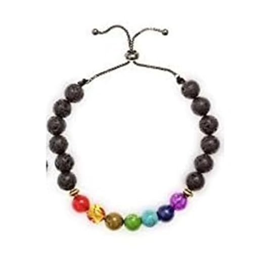 Believe London Chakra Bracelet with Jewelry Bag & Meaning Card | Adjustable Bracelet to Fit Any Wrist | 7 Chakra Natural Stone | Healing Reiki Yoga (Black Chain Bracelet)