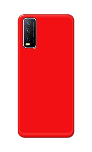 Image of Printed Hard Back Cover Case for Vivo Y20 | Y20 2021 | Y20i | Y20s | Y20G | Y20S (G) | Y20SG | Y20T Back Cover (Plain Red) -1803