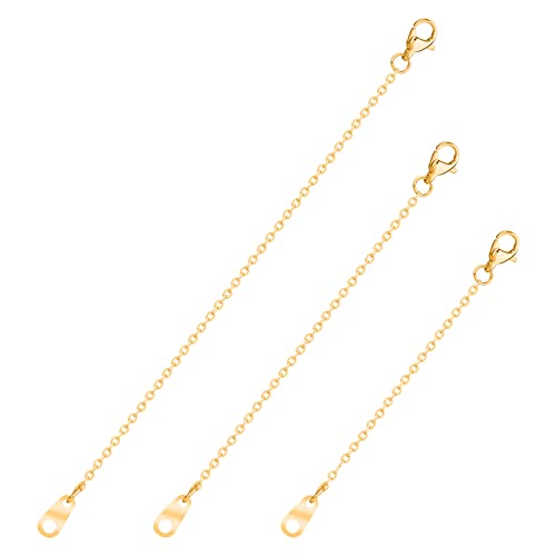 3PCS Gold Necklace Extender Gold Chain Extenders for Necklaces Delicate Necklace Extender Chain Set Gold Chain Extender with Double Sided Claps Necklace Bracelet Anklet Extension for Women(2 3 4 Inch)