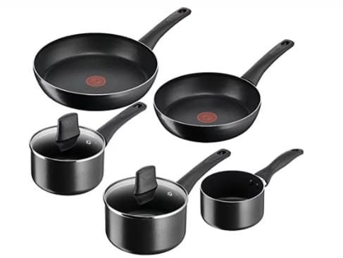 Durable Tefal Titanium Force 5-Piece Set: Saucepans 14/16/18 cm, Frypans 20/28 cm, Non-Stick Coating