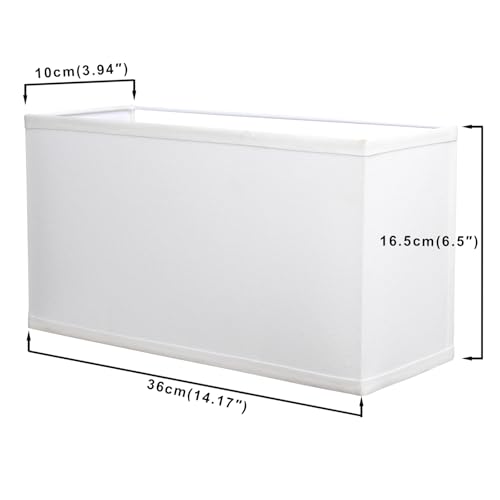 Image of Yosoan 2-Light White Lamp Square Fabric Shades, Double Fabric Lampshade Indoor Wall Mount 2 Bulbs for Wall Sconce Lamp Replacement for Stairwell Bedside Hallway Home Decor(White)