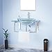Renovators Supply Haiku Glass Wall Mount Bathroom Sink 23 3/4 Inches Clear Tempered Glass Round Console Sink With Chrome Faucet, Pop Up Drain And Towel Bar