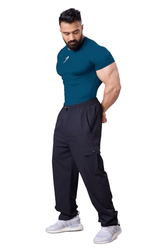 FUAARK Men's Half Sleeve Compression T-Shirt - Athletic Base Layer for Fitness (Small, Teal)
