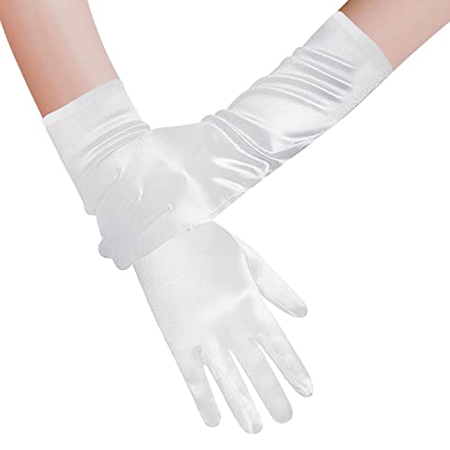 PURFUN Little Girls Novelty Opera Long Satin Gloves First Holy Communion Halloween Birthday Party Wedding Gloves for 6-10Yrs3