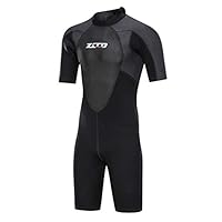 ZCCO Neoprenanzüge Herren 3 mm Premium Neopren, Rückenreißverschluss, kurzärmeliger Taucheranzug für Spearfishing,Surfen,SchnorchelnKanufahren, Taucheranzüge (Schwarz, L)