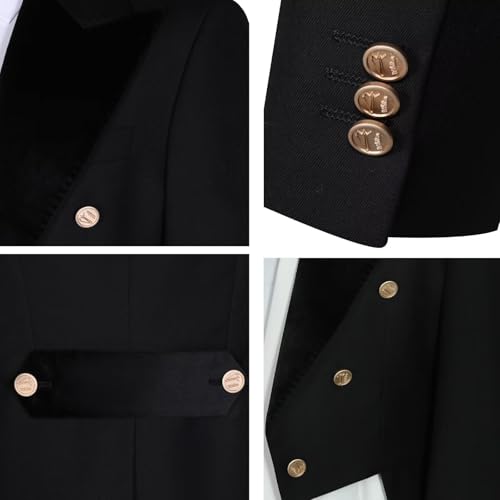 Wehilion Men's Tuxedo Suit Peacked Lapel Slim Fit Swallow Long Tailcoat Performances Party Wedding Jacket Vest Pants2