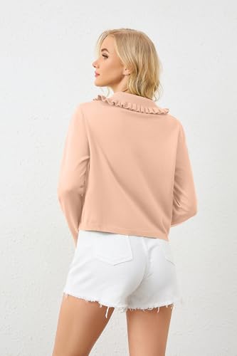 Image of HOCANDY Women Ruffle Collar Cardigan Sweater Preppy Cute Button Up Sweaters