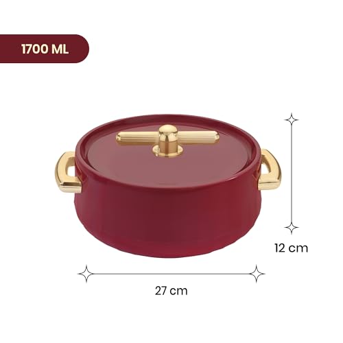 Image of SELVEL Elegance Casserole | Advanced PU Insulation | Elegant Design Hot Pot | Hot Case Keeps Food Hot & Fresh for Hours | Serve Chapati, roti, Biryani and More (Royal Maroon, 1700)