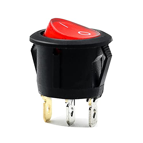 Red Light SPST 3-Pin ON/Off Round Boat Rocker Switch AC 6A 250V 10A 125V 5 Pcs