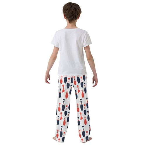 Pajama Bottoms, Bowling Pins Doodle Pattern Sleeping Pant Lounge Wear Pajamas Long Pants Sleepwear PJS3