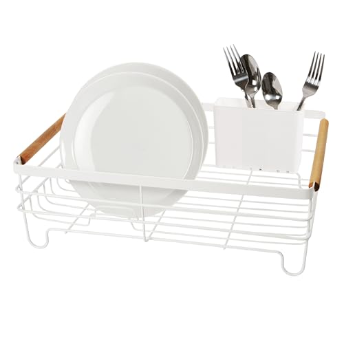 Oggi, Acero Inoxidable, Blanco/bambú, Drenaje de Platos con Organizador de Utensilios