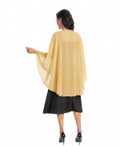 Image of Baoqiya Chiffon Capes Sheer Capelets Long Cape Poncho For Women Plus Size