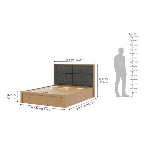 Image of Wakefit Bed | 3 Yr Warranty | Bed Queen Size, Hydraulic Storage & Foam-Cushioned Upholstery Headboard, Density:680-750 kg /m, Termite & Borer Resistant, Fits Mattresses Up to 8 inches(Eclipse78x60-UT)