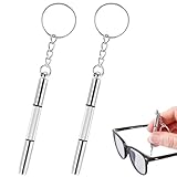 2 Stück Mini Brillen Schraubendreher, 4 in 1 Brillen Reparatur Schraubendreher Set, Precision Edelstahl Kleines Schraubendreher für Sonnenbrillen, Schmuck und Uhren Reparatur