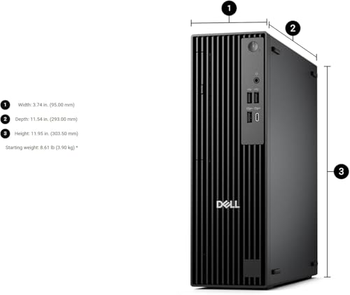 Image of Dell Pro Slim QCS1250 SFF Desktop (Replaces OptiPlex SFF), Intel Ultra 7-265K, 64GB DDR5, 4TB NVMe SSD, WiFi 6E, BT, USB-C, HDMI /DP, Windows 11 Pro, Small Form Factor Business PC - Black