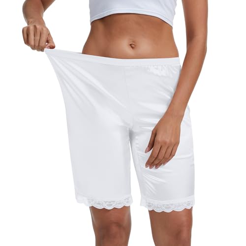 3 Pack Slip Shorts for Women Under Dress Pettipants Lace Trim Slips Culotte Anti Chafing Summer Split Skirt3