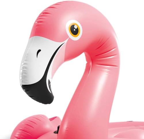 Image of Ride-On Air Inflatable Swimming Pool Float| Adorable Children Safety Rider Tube Ring for Water Fun |Floater Raft Lounger Mattress for Kids & Adults with Handles (Age 3+) (Pink Flemingo)
