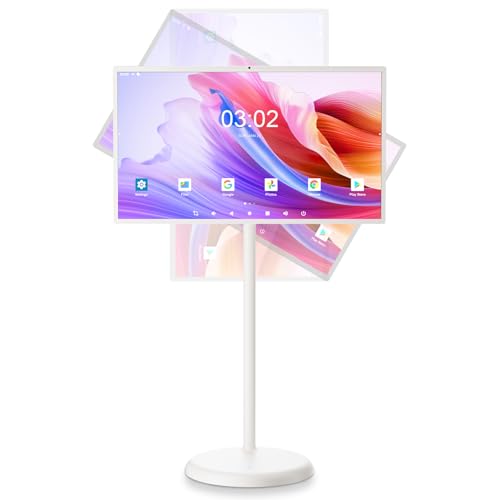 Image of 32-Inch Portable Touch Screen Monitor, 1080P Portable TV on Wheels with 13MP Integrated Camera, 6G RAM+128G Storage, Android OS, Built-in Battery(6-7H), Full Swivel Rotation, Voice Remote Control