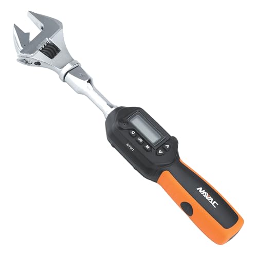 NAVAC NTW1 Digital Torque Wrench - Adjustable Jaw - Digital Readout - Torque Settings Memory - Dual Direction - Selectable Measuring Units - Indicator Lights and Sound - 1 Year Warranty