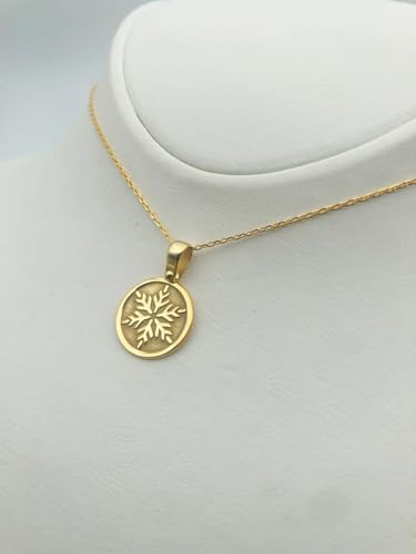 Collier pendentif pièce gravée flocon de neige LKBEADS, le cadeau idéal