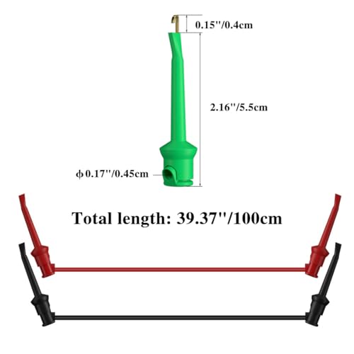 Image of Test Leads, 2 Pcs Test Hook to Test Hook Test Cables Wires, Multimeter Electrical Test Dual Lead Test Hook Clips for Electronic Testing(Black*1 & Red*1)