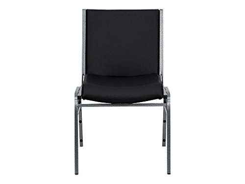 Flash Furniture HERCULES Series Heavy Duty Black Vinyl Stack Chair with Ganging Bracket
