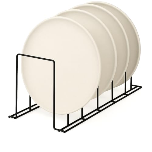 Craft Expertise Black Iron 4-Slot Pan & Pot Rack – Kitchen Lid Holder, Chopping Board Stand & Dish Organizer | Cookware Storage Rack (9 x 8.5 x 7 Inches)